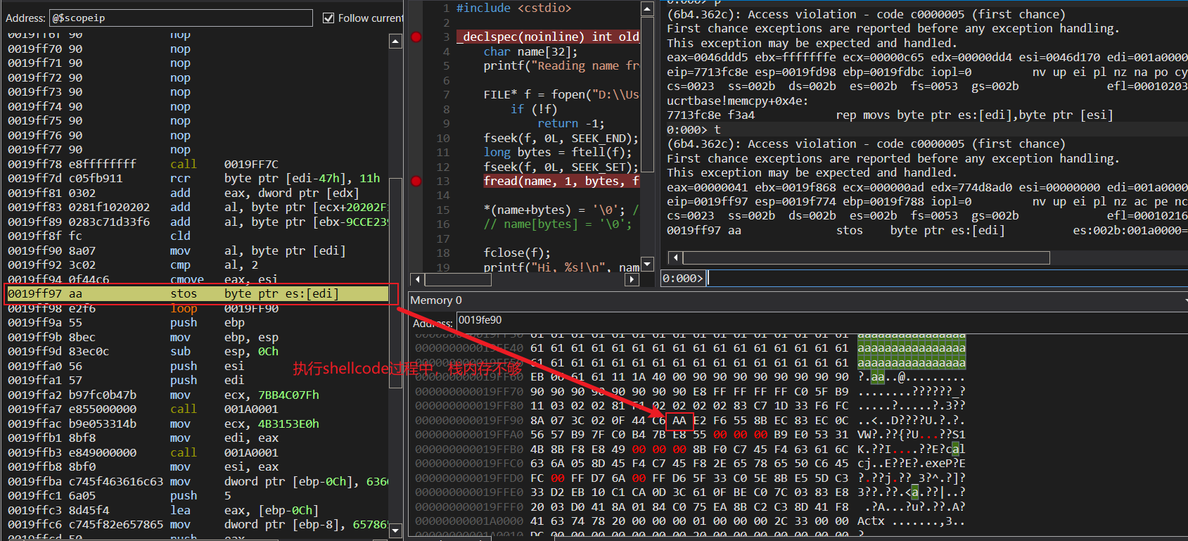 access-violation-in-shellcode